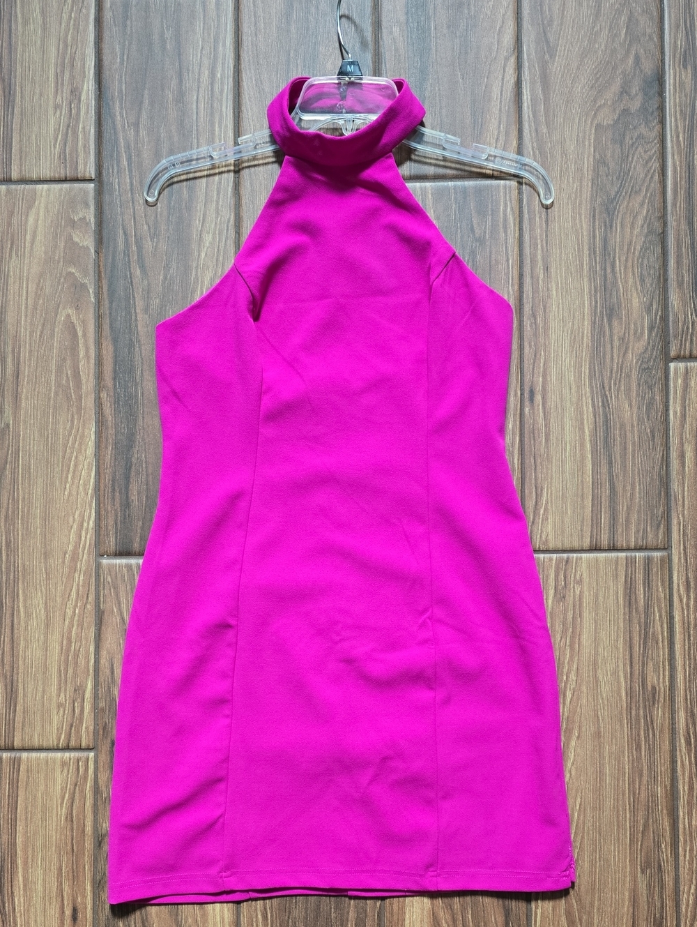Lulu's Hot Pink Highneck Halter Mini Dress